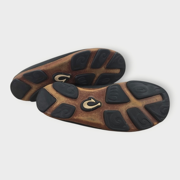 Olukai Moloa Moccasin Shoes Slip On Comfort Black Brown Leather Mens Size 11 - Picture 6 of 8